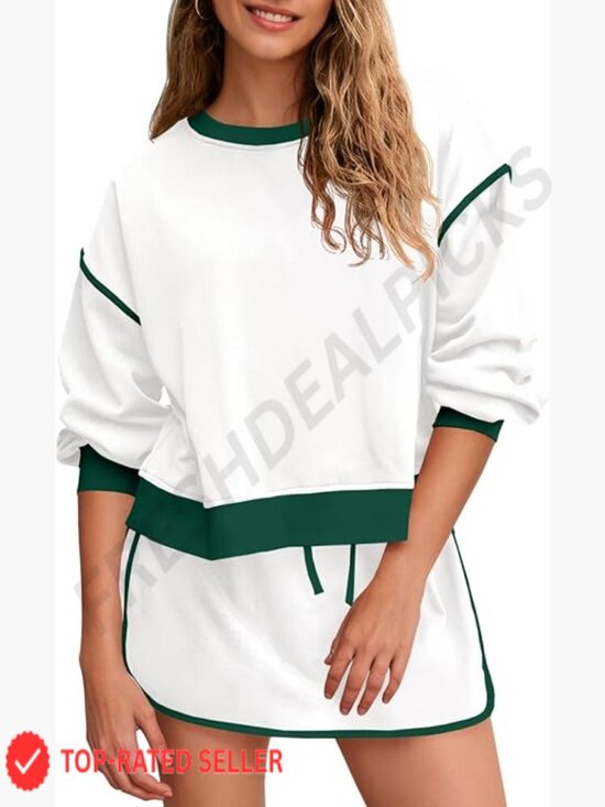 Crewneck Sweatshirt Skort Set Classic Athletic Comfortable Lightweight Lounge